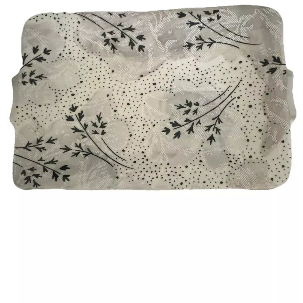 NWT Anthropologie Ceramic Trinket Dish/Soap Dish with Black Floral Stems